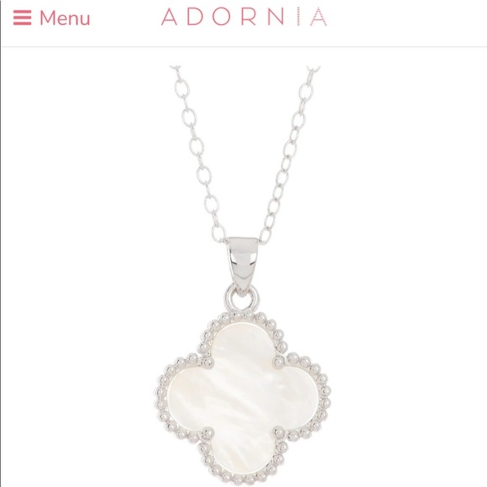 Adornia Quatrefoil Mother of Pearl Necklace silver
